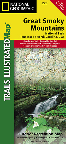 Great Smoky Mountains národní park (Tennessee) turistická mapa GPS komp. NGS