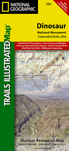 Dinosaur Nat. Monument národní park (Colorado) turistická mapa GPS komp. NGS
