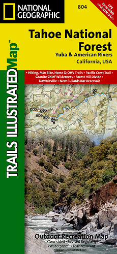 Tahoe National Forest, Yuba &Am. Rivers národní park (Kalifornie) turistická map