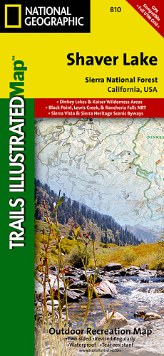 detail Shaver Lake, Sierra National Forest národní park (Kalifornie) turistická mapa GP