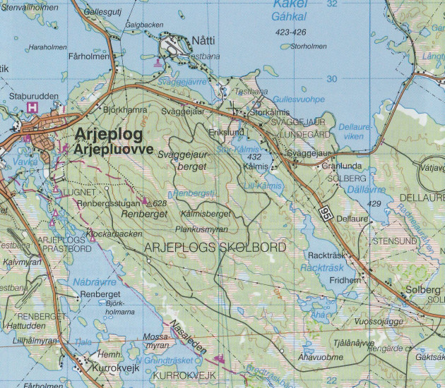 detail Arjeplog BD12 1:100t turistická mapa (Švédsko)