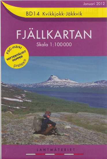 detail Kvikkjokk, Jäkkvik BD14 1:100t turistická mapa (Švédsko)