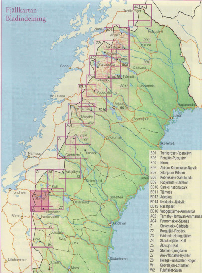 detail Storlien, Ljugdalen Z6 1:100t turistická mapa (Švédsko)