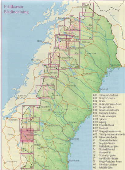 detail Helags, Funäsdalen, Rogen Z8 1.100t turistická mapa (Švédsko)