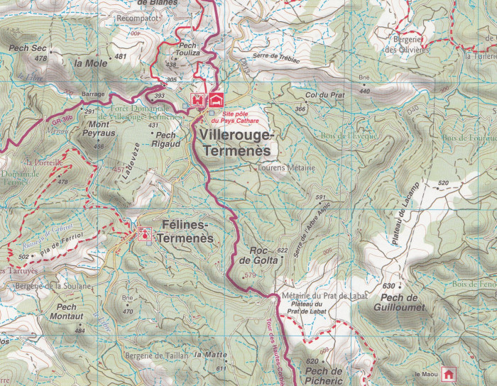 detail #9 Sentier Cathare, Quéribus, Peyrepertuse 1:55t mapa RANDO