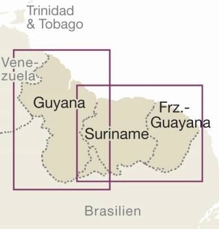 detail Guyana, Surinam & Fr. Guiana 1:850t mapa RKH