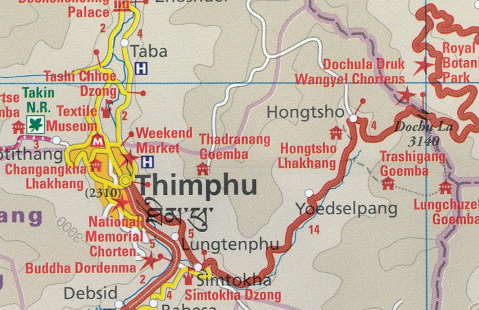 detail Bhutan 1:250.000 mapa RKH