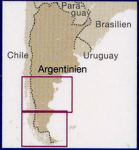 detail Patagonia & Tierra del Fuego 1:1,4m mapa RKH