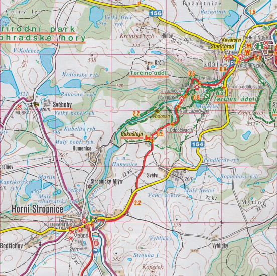 detail Novohradské hory, Kaplice 1:50t turistická mapa (42) SC