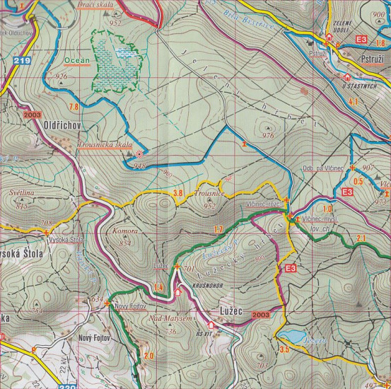 detail Krušné hory, Klínovec, Jáchymov 1:50t turistická mapa (6) SC