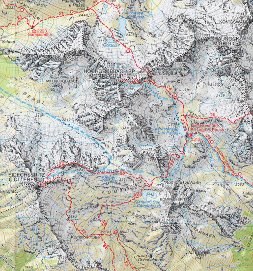 detail Pustertal – Bruneck, Val Pusteria – Brunico 1:25 000 turistická mapa TABACCO #33