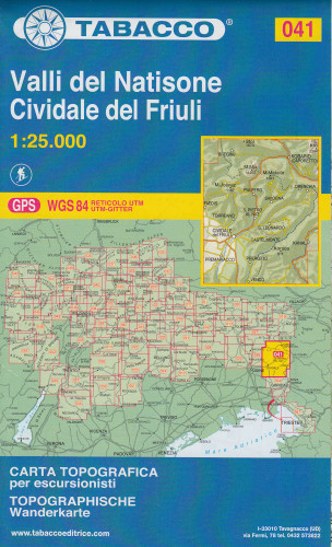 Valli del Natisone, Cividale del Friuli 1:25 000 turistická mapa TABACCO #41