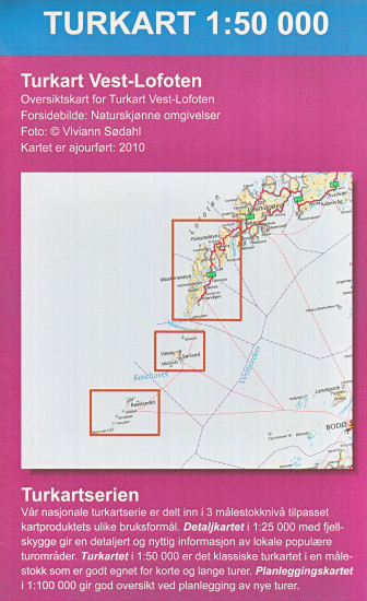 detail Vest-Lofoten 1:50.000 mapa (Lofoty, Norsko) #2745