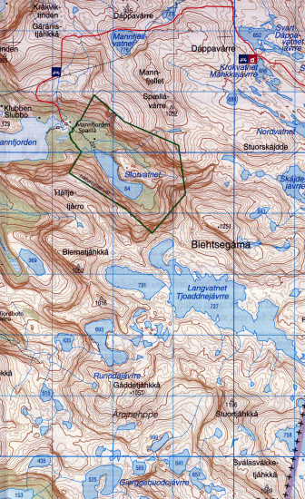 detail Radjebalges 1:100.000 mapa (Norsko) #2712