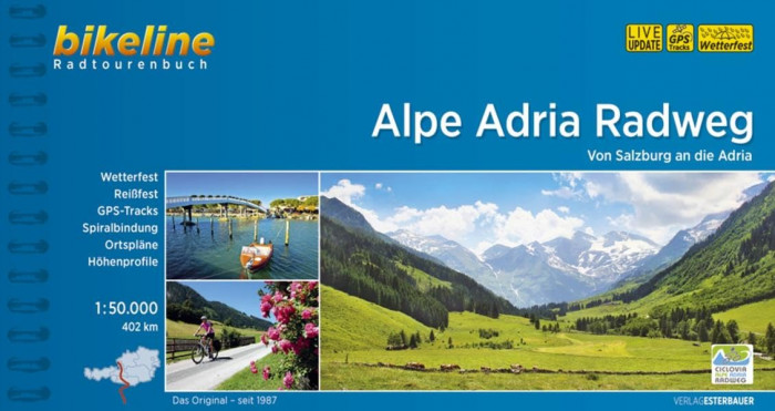 detail Alpe Adria Radweg 1:50.000 cyklomapa a průvodce BIKELINE