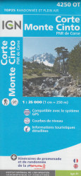 IGN 4250 OT Corte / Monte Cinto / PNR de Corse 1:25t mapa IGN