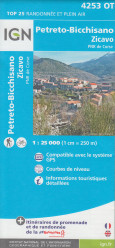 IGN 4253 OT Petreto-Bicchisano / Zicavo / PNR de Corse 1:25t mapa IGN