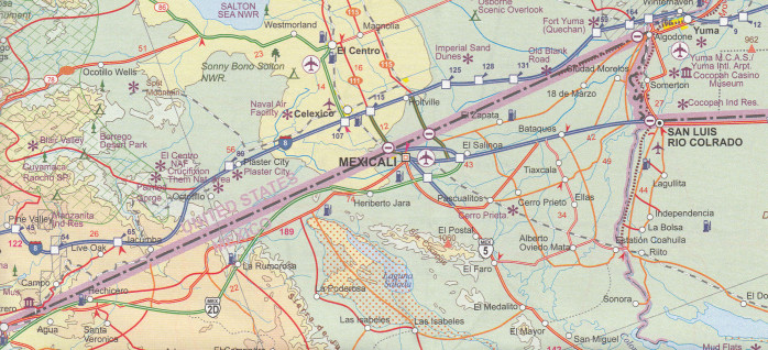 detail US/Mexico Border 1:1,390,000 cestovní mapa ITM