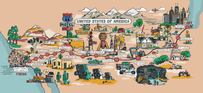 detail Route 66 průvodce 1st 2025 Lonely Planet