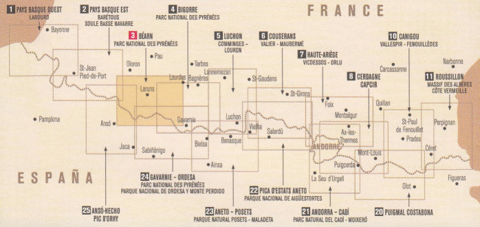 detail #3 Béarn, Aspe, Ossau, Pyrenees NP 1:50t mapa RANDO