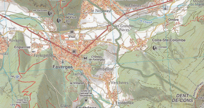 detail A4 Massif de Bauges, Annency 1:50t mapa RANDO