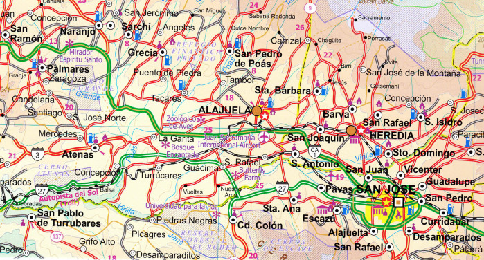 detail Kostarika (Costa Rica) 1:300t mapa ITM