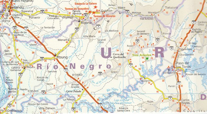 detail Uruguay, Paraguay 1:1,2m mapa RKH