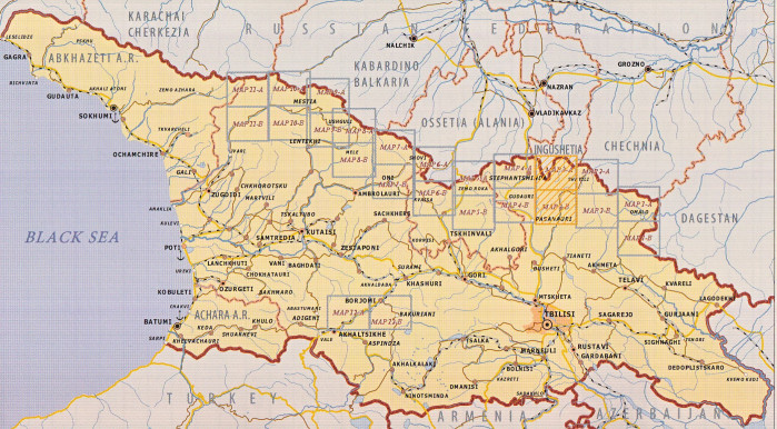 detail #3 Gruzie (Georgia; Barisakho, Roshka, Juta, Asa gorge) 1:50t mapa GEOLAND