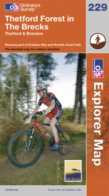 Thetford Forest in The Brecks / Thetford & Brandon 1:25.000 turistická mapa OS #