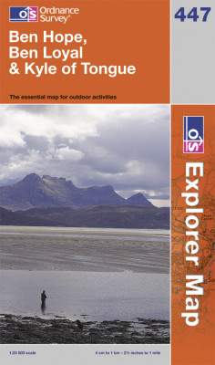 Ben hope / Ben Loyal / Kyle of Tongue 1:25.000 turistická mapa OS #447