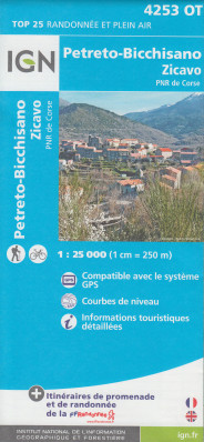 IGN 4253 OT Petreto-Bicchisano / Zicavo / PNR de Corse 1:25t mapa IGN