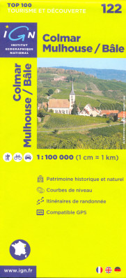 IGN 122 Colmar, Mulhouse, Bale 1:100t mapa IGN