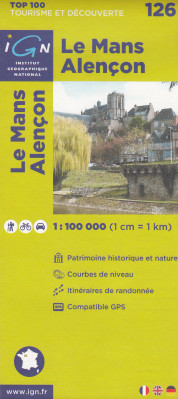 IGN 126 Le Mans, Alencon 1:100t mapa IGN