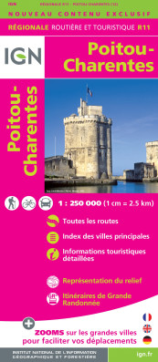 Poitou - Charentes regionální mapa Francie v měřítku 1:250 000 IGN