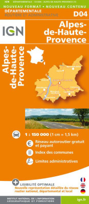 Alpes-de-Haute-Provence departement 1:150.000 mapa IGN