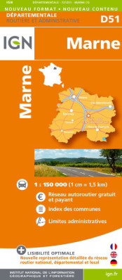 Marne departement 1:150.000 mapa IGN