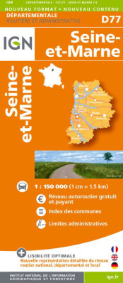 Seine-et-Marne departement 1:150.000 mapa IGN