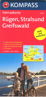 Rujána (Rügen), Stralsund, Greiswald 1:70t mapa #3020 KOMPASS