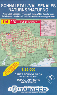 Val Senales, Naturno 1:25 000 turistická mapa TABACCO #04