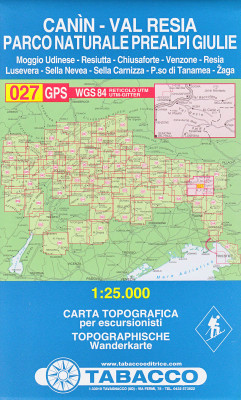 Canin–Val Resia, PN Prealpi Giulie 1:25 000 turistická mapa TABACCO #27