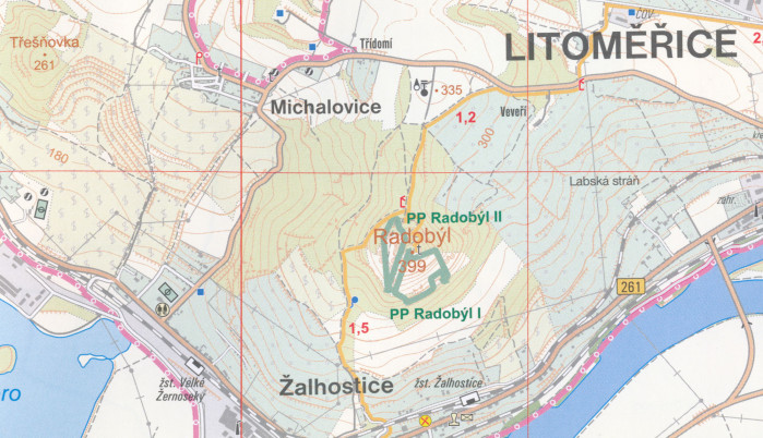 detail České Středohoří západ 1:25t, mapa GOL