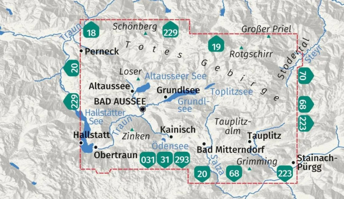 detail Ausseerland, Totes Gebirge 1:25.000 turistická mapa KOMPASS 039
