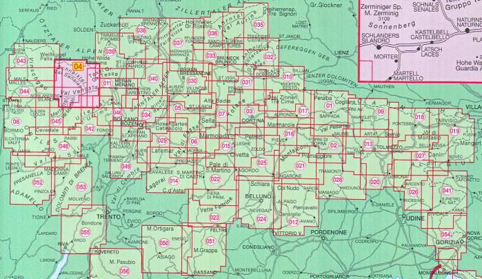 detail Val Senales, Naturno 1:25 000 turistická mapa TABACCO #04