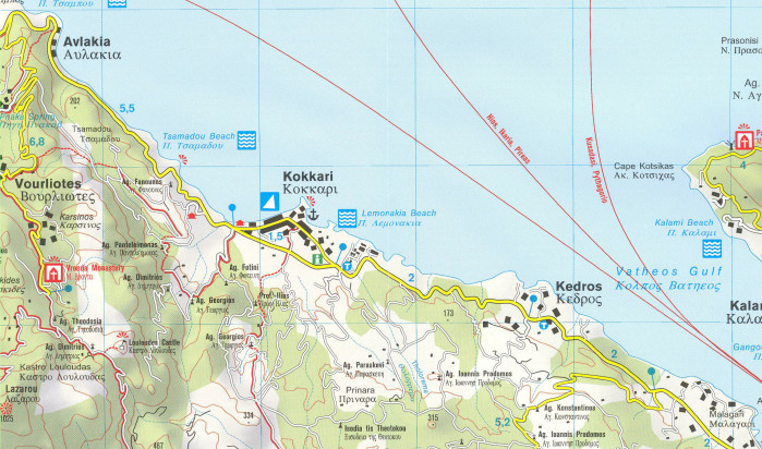 detail Samos, N. Dodekanese 1:50t mapa #253 KOMPASS