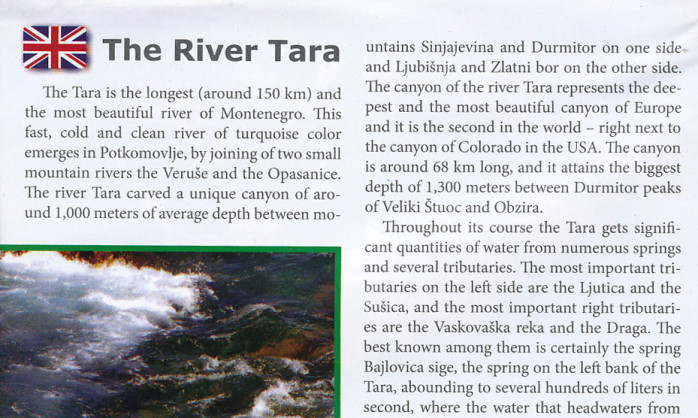 detail Kaňon řeky Tara 1:100.000 turistická mapa IS