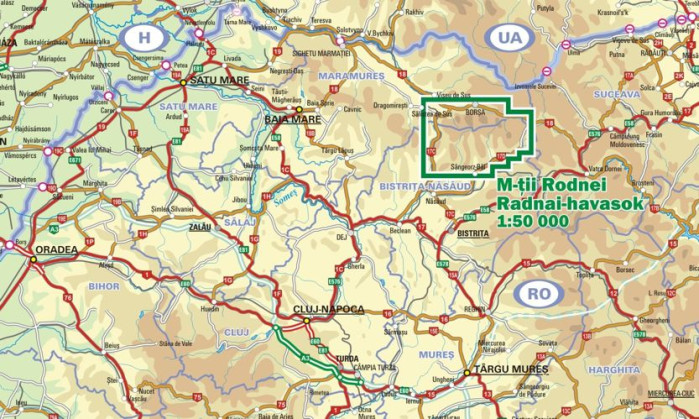 detail Munti Rodnei 1:50t turistická mapa DIMAP