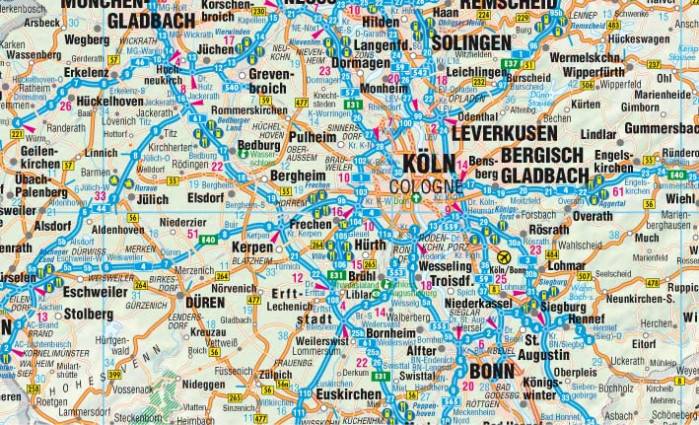 detail Německo (Deutschland) 1:800t mapa Borch