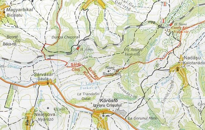 detail Region of Cluj and Vladeasa (´Kalotaszeg´) 1:70t turistická mapa DIMAP