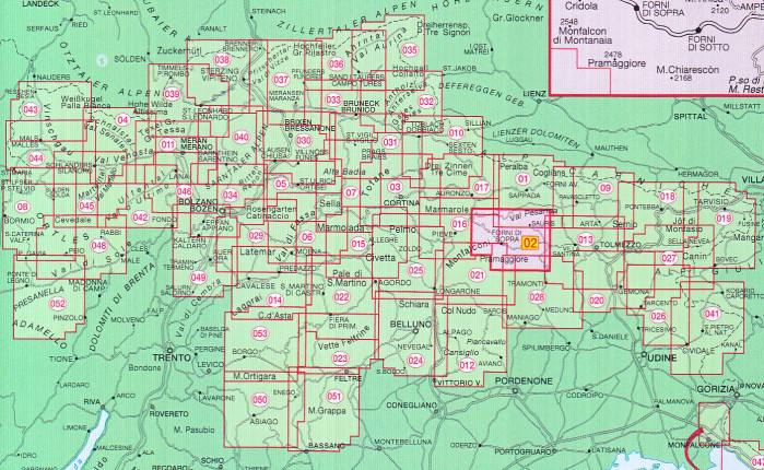detail Forni di Sopra, Ampezzo – Sauris, Alta val Tagl. 1:25 000 turistická mapa #02