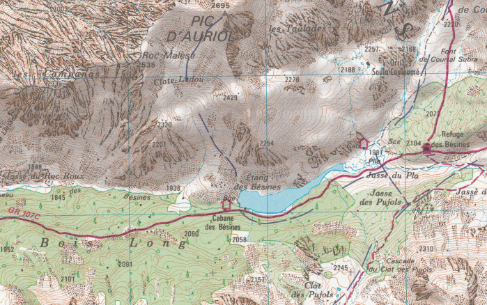 detail IGN 2249 OT Bourg - Madame 1:25t mapa IGN